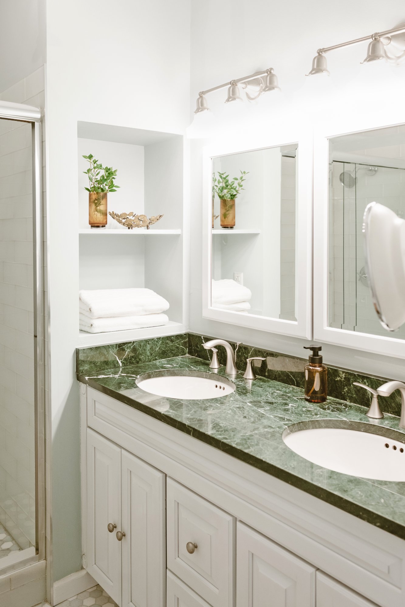 Green marble dual vanity