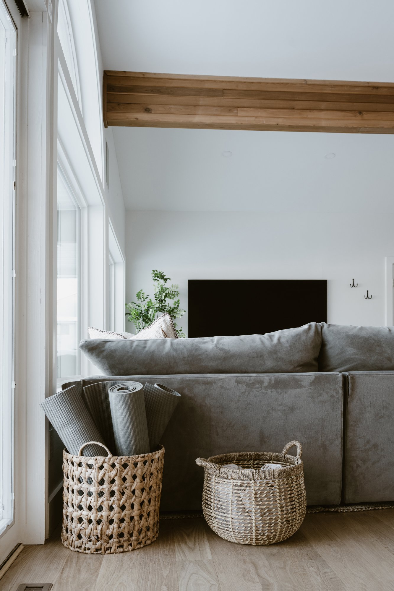 Yoga mats and natural baskets